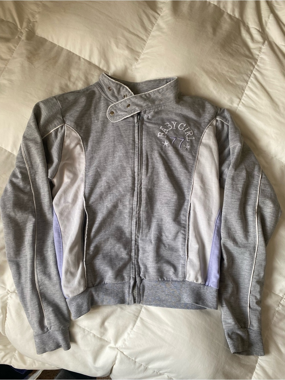 Y2K BabyGirl Grey Track Jacket with Contrast Panels